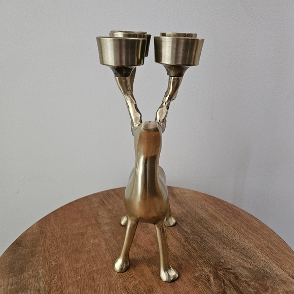 Vintage Brass Reindeer Six Tealight Candleholder 10.25" - Picture 3 of 7